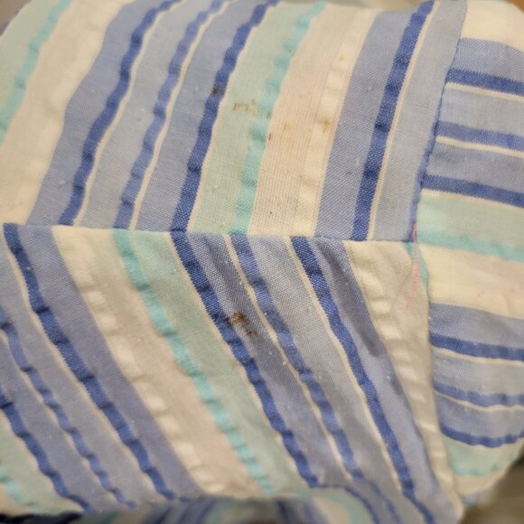 Allison Daley Button-Down Blouse in Blue and White Vertical Stripes - Crinkle - Picture 10 of 11